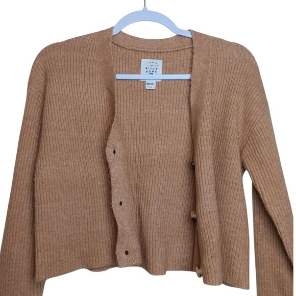 Billabong Cardigan Sweater Crop Ribbed Mustard Yellow Size SMALL - Picture 6 of 11